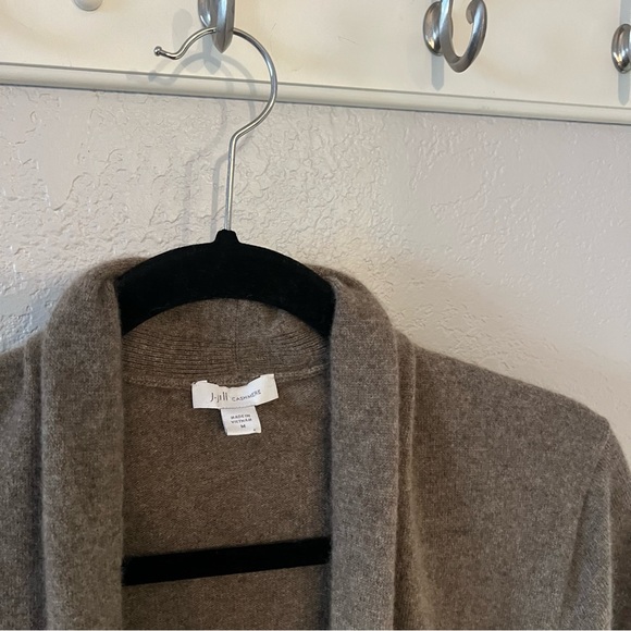 J Jill Light Brown Cashmere Longline Open-Front Cardigan - Picture 3 of 7